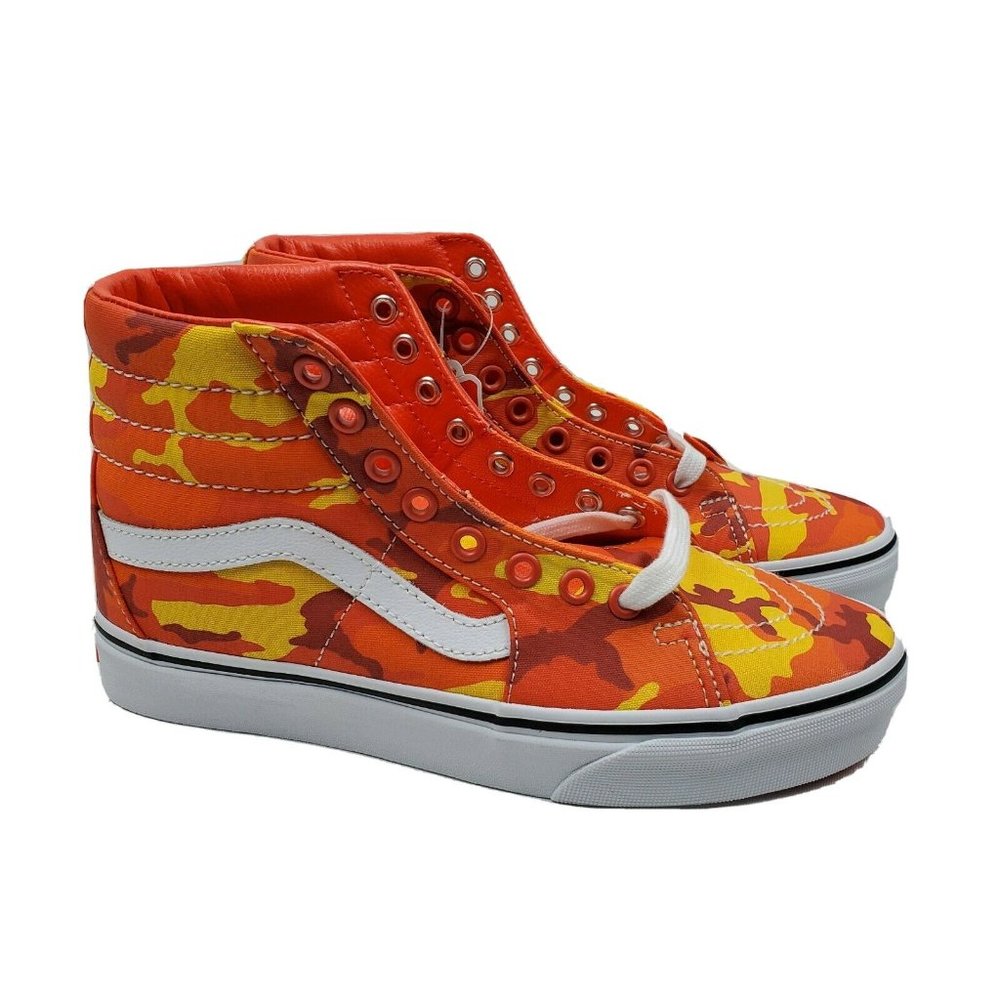 Vans Off The Wall Canvas Hi Top Orange Camo SK8 Hi men 6.5, women 8